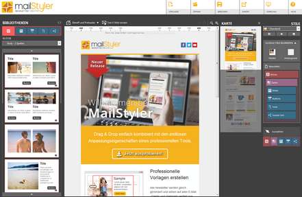 Mailstyler Newsletter Creator - Startbildschirm