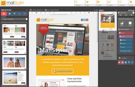 Mailstyler Newsletter Creator - Pantalla de inicio