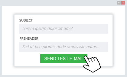 Asunto, encabezado y correo de prueba